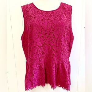Talbots NWT Lacy Top Women Size 20 Hot Pink
